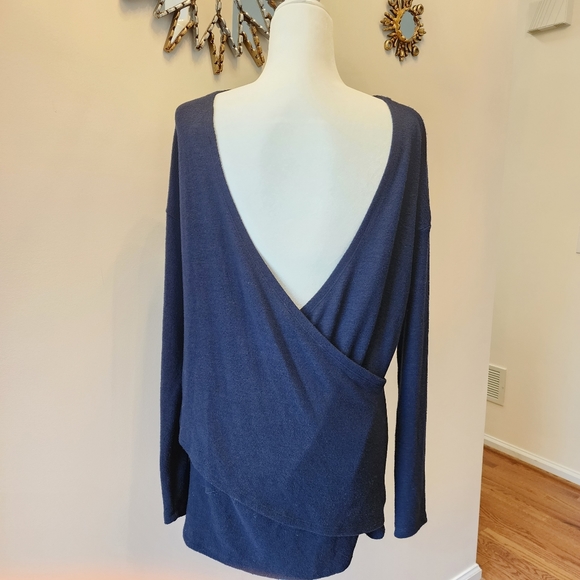 NWOT J.Crew Navy Blue Reversible V-back long-sleeve tunic - Picture 4 of 12